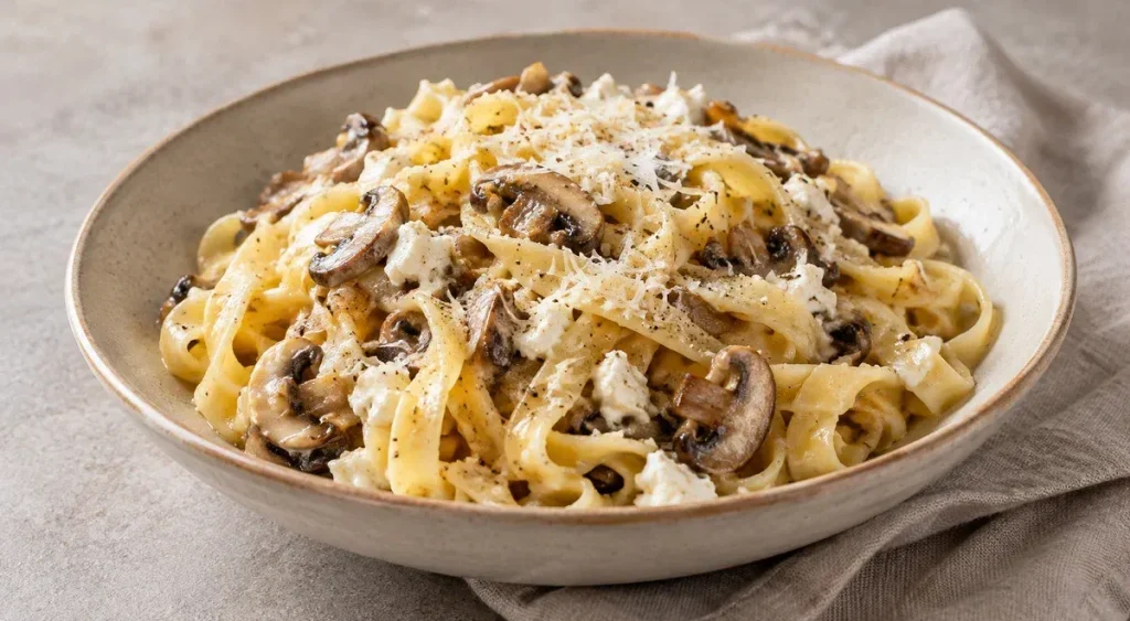 Тальятелле с грибами и козьим сыром
